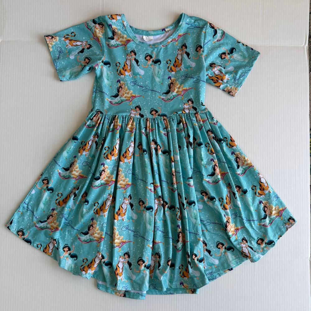 Boutique Disney Aladdin Skater Twirl Short Sleeve Dress Girls 10-12